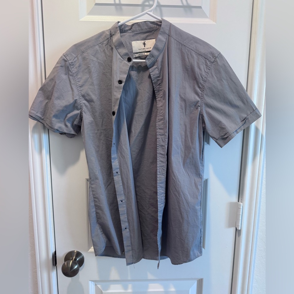 Father Sons Gray Short Sleeve Button-Up Shirt